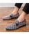 Men's blue buckle stripe detail pattern slip on dress shoe 09