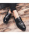 Men's black tassel croc skin pattern penny slip on dress shoe 05