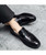 Men's black croc skin pattern buckle penny slip on dress shoe 08