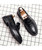 Men's black croc skin pattern buckle penny slip on dress shoe 10