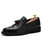 Men's black croc skin pattern tassel slip on dress shoe 01