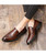 Men's brown retro brogue slip on dress shoe 03