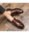 Men's brown retro brogue slip on dress shoe 08