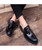 Men's black patent twist panel slip on dress shoe 07