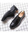 Men's black metal ornament brogue slip on dress shoe 10