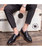 Men's black retro brogue penny slip on dress shoe 02