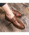 Men's brown tassel on penny strap slip on dress shoe 07