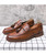 Men's brown tassel on penny strap slip on dress shoe 09