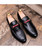 Men's black croc pattern buckle on stripe slip on dress shoe 10