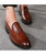 Men's brown brogue croc pattern tassel slip on dress shoe 03