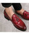 Men's red brogue croc pattern tassel slip on dress shoe 06