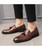 Men's brown brogue slip on dress shoe with tassel 02