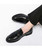 Men's black patterned vamp metal buckle slip on dress shoe 07