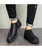 Men's black stripe detail slip on dress shoe 02