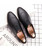 Men's black metal ornament decorated slip on dress shoe 10