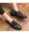 Men's black split vamp tassel slip on dress shoe 03