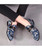 Men's blue floral buckle stripe detail slip on dress shoe 08