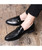 Men's black croc skin pattern buckle strap slip on dress shoe 08
