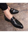 Men's black retro croc skin pattern penny slip on dress shoe 08