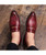 Men's red retro croc skin pattern penny slip on dress shoe 07