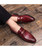 Men's red retro croc skin pattern penny slip on dress shoe 04