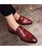 Men's red retro croc skin pattern penny slip on dress shoe 02