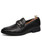 Men's black retro croco pattern buckle slip on dress shoe 01