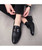 Men's black retro croco pattern buckle slip on dress shoe 05