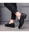 Men's black retro croco pattern buckle slip on dress shoe 09