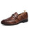 Men's brown retro croco pattern buckle slip on dress shoe 01