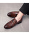Men's brown retro croco pattern buckle slip on dress shoe 05