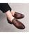 Men's brown retro croco pattern buckle slip on dress shoe 04