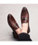 Men's brown retro croco pattern buckle slip on dress shoe 08