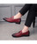 Men's red retro croco pattern buckle slip on dress shoe 03