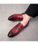 Men's red retro croco pattern buckle slip on dress shoe 04