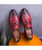 Men's red retro croco pattern buckle slip on dress shoe 11