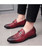 Men's red retro croco pattern buckle slip on dress shoe 09