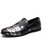 Men's black floral pattern print slip on dress shoe 01