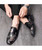 Men's black floral pattern print slip on dress shoe 04