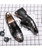 Men's black floral pattern print slip on dress shoe 09