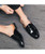 Men's black patent penny slip on half shoe loafer 05