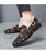 Men's black floral pattern print slip on dress shoe 03