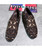 Men's black floral pattern print slip on dress shoe 12