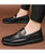 Men's black metal buckle stripe detail slip on shoe loafer 06