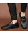 Men's black metal buckle stripe detail slip on shoe loafer 08