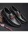 Men's black metal buckle stripe detail slip on shoe loafer 09