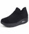 Women's black flyknit stripe texture slip on rocker bottom sneaker 01