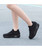 Women's black flyknit stripe texture slip on rocker bottom sneaker 06