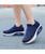 Women's blue flyknit stripe texture slip on rocker bottom sneaker 05