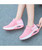 Women's pink flyknit stripe texture slip on rocker bottom sneaker 05